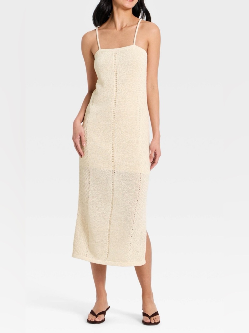 Women’s Midi tape Yarn Sweater Dress-XS